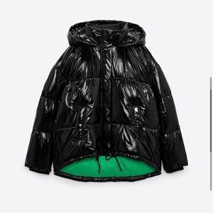 Zara black puffer coat